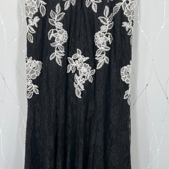 JVN by Jovani Black Lace White Embroidered Formal Gown $595 - Picture 12 of 14